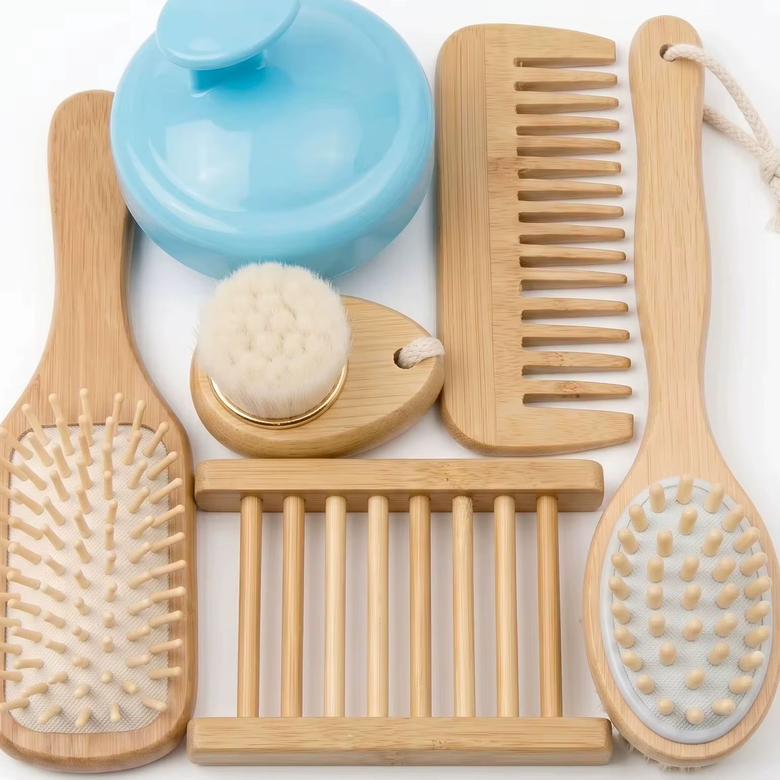 6Pcs Natural Bamboo Bath Body  - đánh giá và giá Bamboo Hair Brush