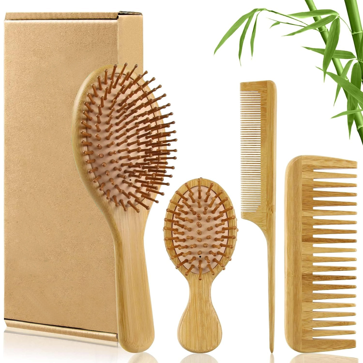 Bamboo Hair Brush Comb Set for - đánh giá và giá Bamboo Hair Brush